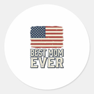 Best Mum Ever Vintage American Flag Shirt Design_1 Classic Round Sticker