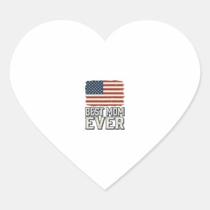 Best Mum Ever Vintage American Flag Shirt Design_1 Heart Sticker
