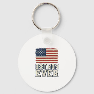 Best Mum Ever Vintage American Flag Shirt Design_1 Key Ring
