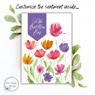  Best Mum Ever Watercolor Flowers Mother's Day Card
