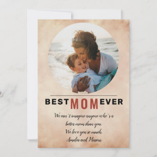 Best Mum Ever Watercolor Mother`s Day Photo Holiday Card