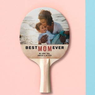 Best Mum Ever Watercolor Mother`s Day Photo Ping Pong Paddle