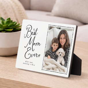Best Mum Ever Whimsical Script 1 Photo Plaque