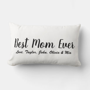 Best Mum Ever white black script personalised text Lumbar Cushion