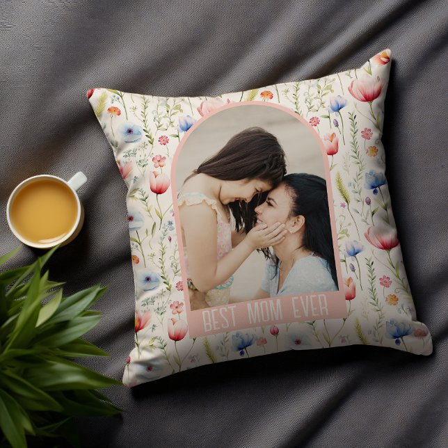 Best Mum Ever Wildflower Arch Photo Cushion (Creator Uploaded)