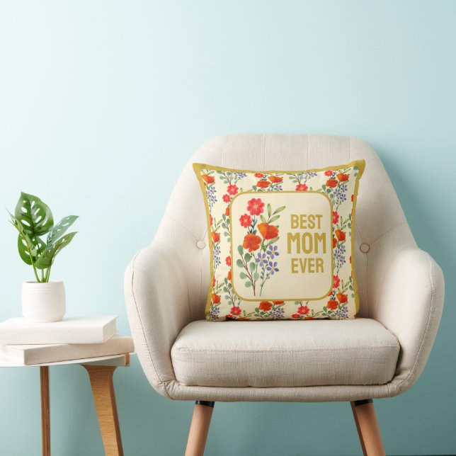 Best Mum Ever Wildflowers Gold Frame Cushion (Chair)