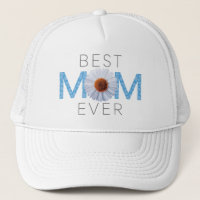 Best Mum Ever With Daisy Image Print (Blue V2)