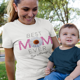 Best Mum Ever With Daisy Image Print (Pink V2) T-Shirt
