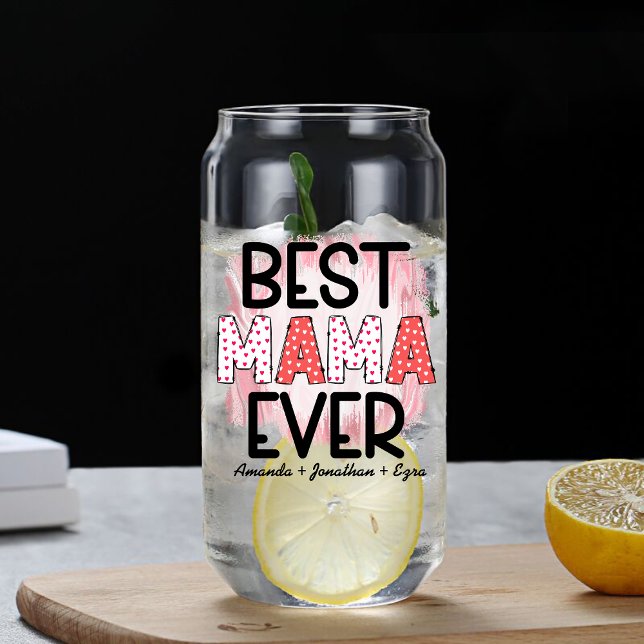 Best Mum Ever with Kids' Names Drinkware Set Can Glass (Creator Uploaded)