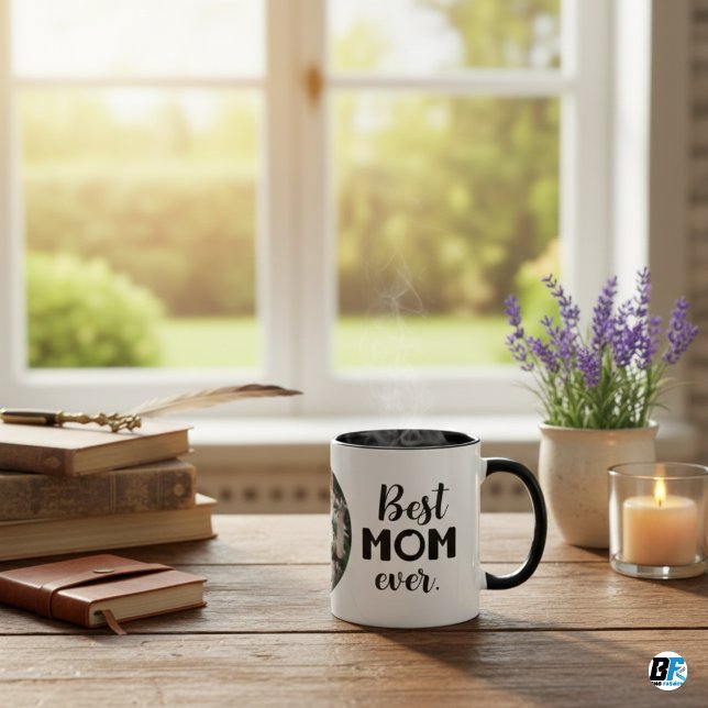 "Best Mum Ever" with mum photo, Mother's Day Gift  Two-Tone Coffee Mug (Creator Uploaded)