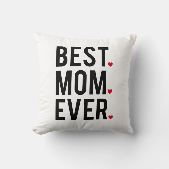 best mum ever, word art, text design, red hearts cushion (Front)