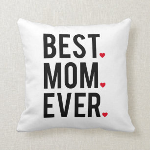 best mum ever, word art, text design, red hearts cushion