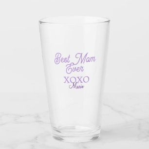 best mum ever xoxo name purple stylish mothers day glass