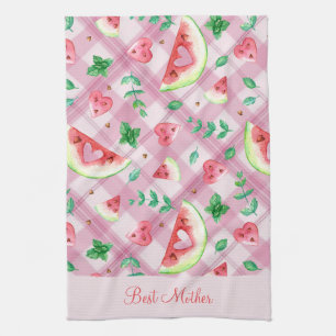 Best Mum Farmhouse Watermelon Hearts Tea Towel