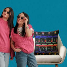 Best Mum Filtered Coloured Blocks Black Background Cushion