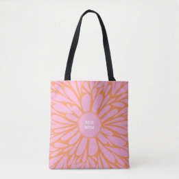 Best mum floral burst pastel orange pink tote bag