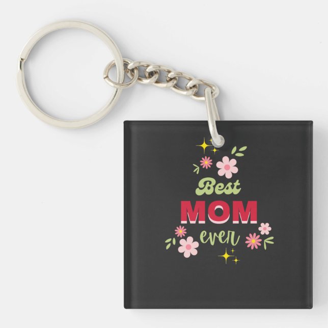 Best Mum Floral Design  Key Ring (Front)