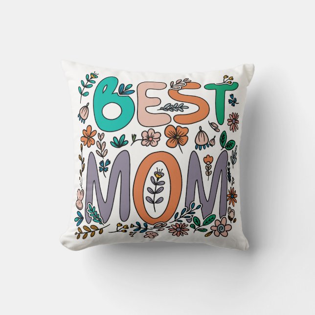Best Mum Floral Pillow (Front)