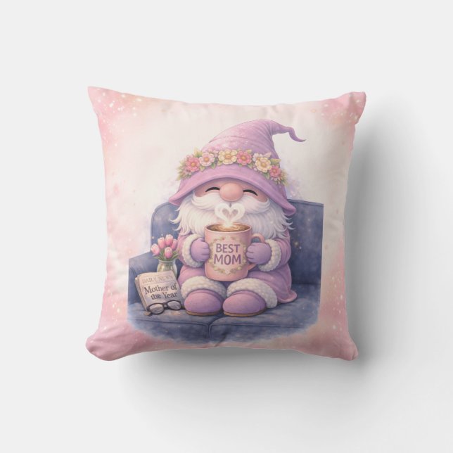 Best Mum Gnome Throw Pillow 16x16 (Front)