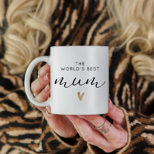 Best Mum Gold Heart Modern Calligraphy Minimalist Coffee Mug
