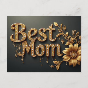 Best Mum Gold Lettering Postcard