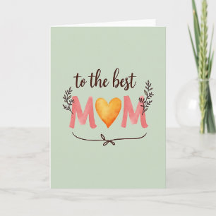 Best Mum Golden Heart Art Card