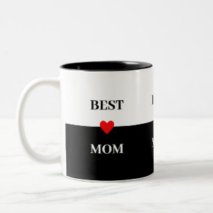 Best Mum Heart on Black & White Two-Tone Coffee Mug