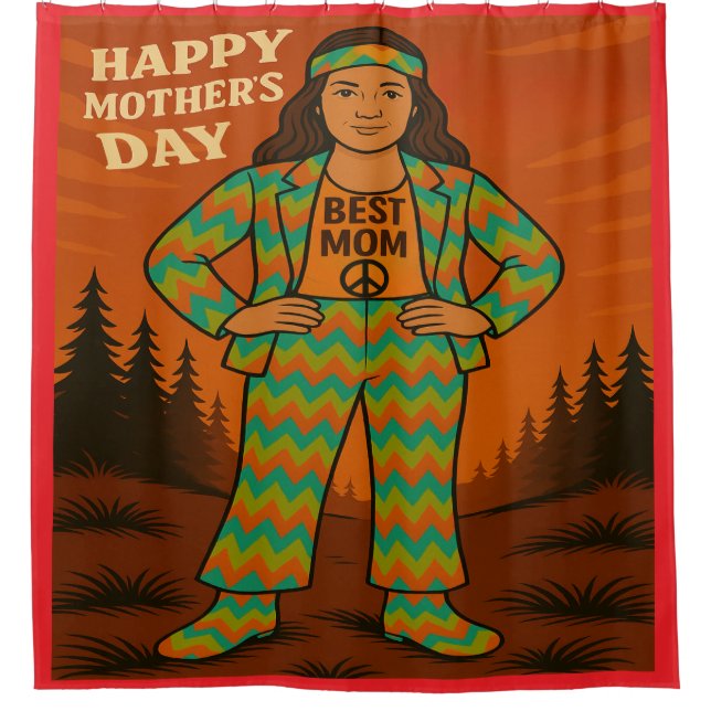 Best Mum Hippie Shower Curtain (Front)