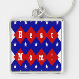 Best Mum in Patriotic Diamond Shape Key Ring