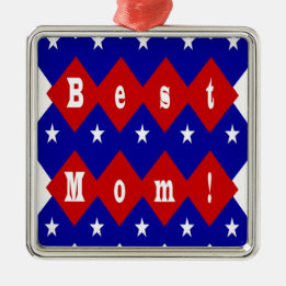 Best Mum in Patriotic Diamond Shape Metal Tree Decoration