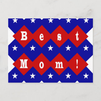 Best Mum in Patriotic Diamond Shape Postcard
