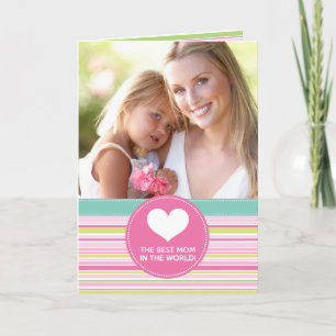 Best Mum in the World Fashion Colourful Stripes Card