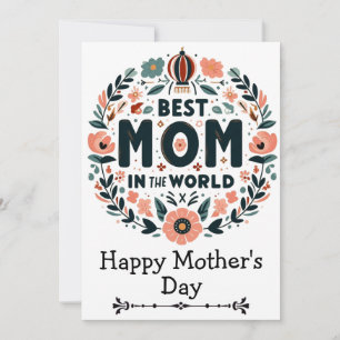 Best Mum in the World Floral Wreath - Mother's Day Invitation