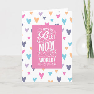 Best Mum in the World Heart Pattern Holiday Card