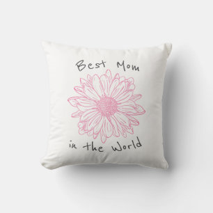 Best Mum In the World Pink Floral Cushion