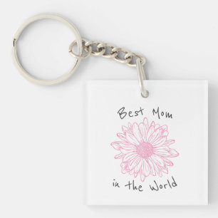Best Mum In the World Pink Floral Key Ring