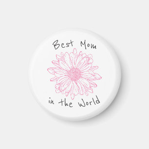 Best Mum In the World Pink Floral Magnet