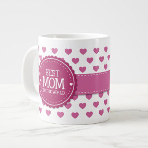 Best Mum in the World Pink Hearts and Circle v2 Large Coffee Mug