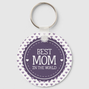 Best Mum in the World Violet Hearts and Circle Key Ring