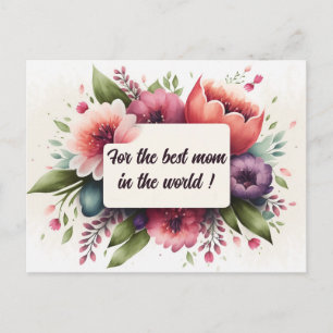 Best Mum in the World with Bright Blossoms Postcard