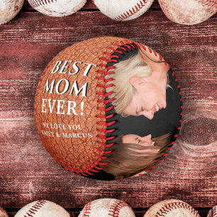 Best Mum Leather Print Mother`s Day Photo Collage Baseball