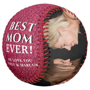 Best Mum Leather Print Mother`s Day Photo Collage Softball