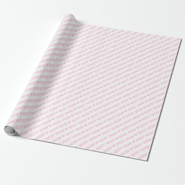Best Mum Light Pink on White Wrapping Paper (Unrolled)