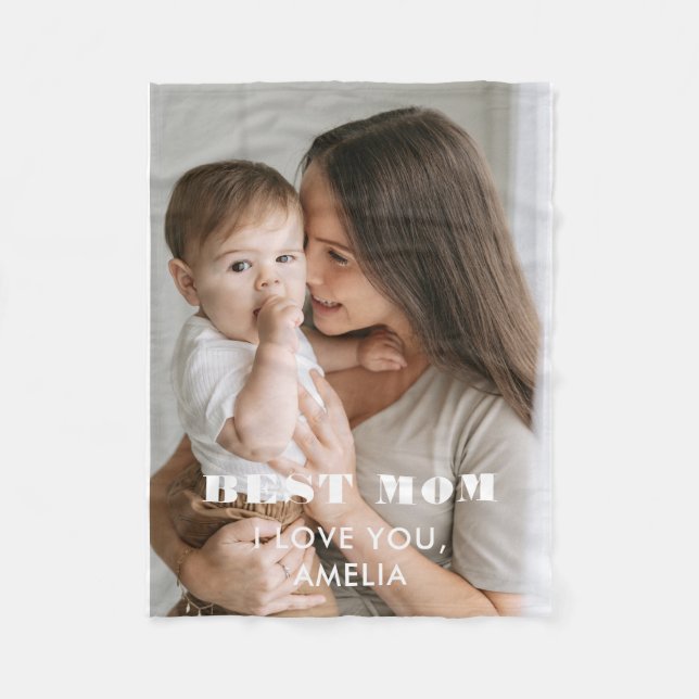 Best Mum Modern Foliage 1 Custom Photos Mother  Fleece Blanket (Front)