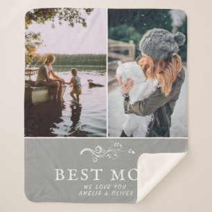 Best Mum Modern Foliage 2 Custom Photos Mother Sherpa Blanket