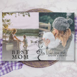 Best Mum Modern Foliage 2 Custom Photos Mother Tea Towel<br><div class="desc">Best Mum Modern Foliage 2 Custom Photos Mother Kitchen Towel. 2 full custom photos overlaid by Best mum text,  your names and a simple black foliage ornament. Add your photos and your names. Create your own personal gift for a mother for Mother`s Day,  birthday or Christmas.</div>