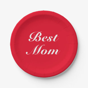 Best Mum, Mother, Mother's day, red Paper Plate