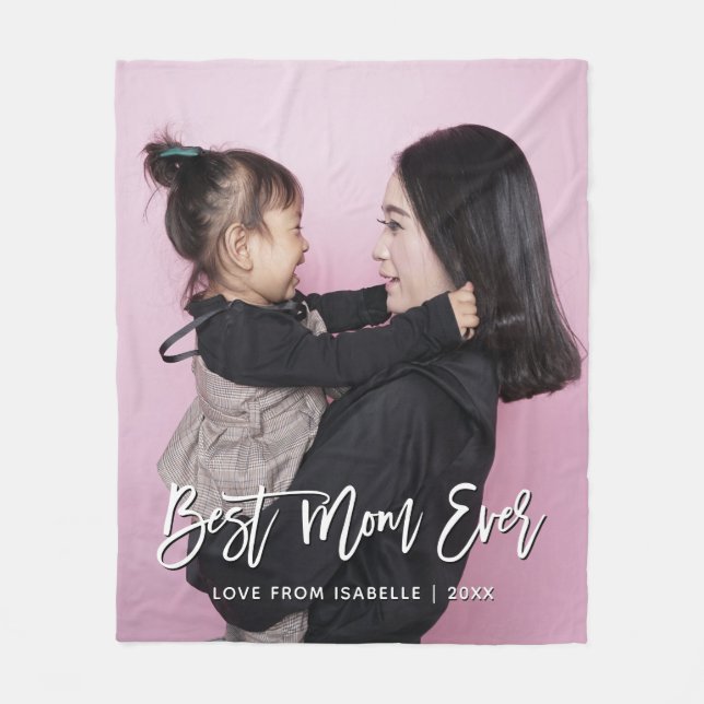 Best Mum Mother's Day Keepsake Personalised Photo Fleece Blanket (Front)
