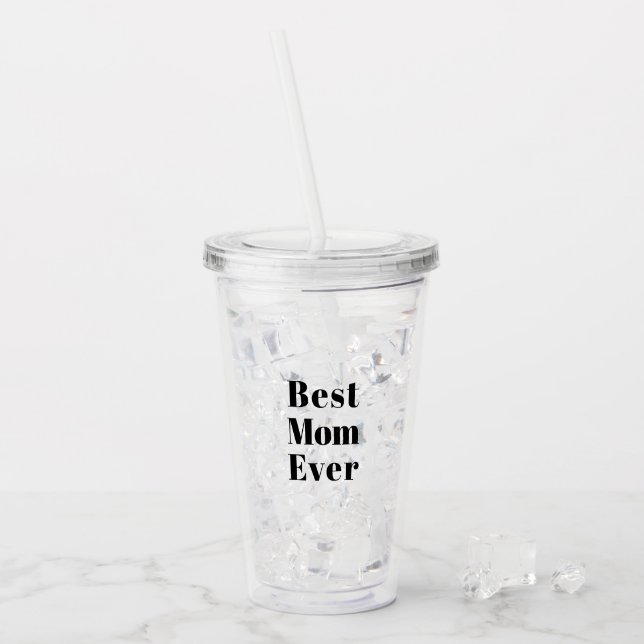 Best Mum, Mother's Day, Mother black letters clear Acrylic Tumbler (Front Ice)