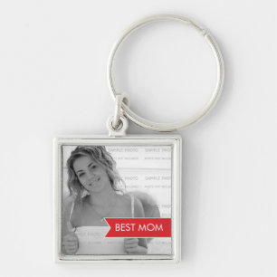 Best Mum Mothers Day Photo White Red Banner Key Ring